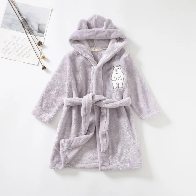

Child Sleepwear Coral Fleece Bathrobe Gown Cartoon Nightwear Flannel Kimono Robe Intimate Lingerie Winter New Home Clothing