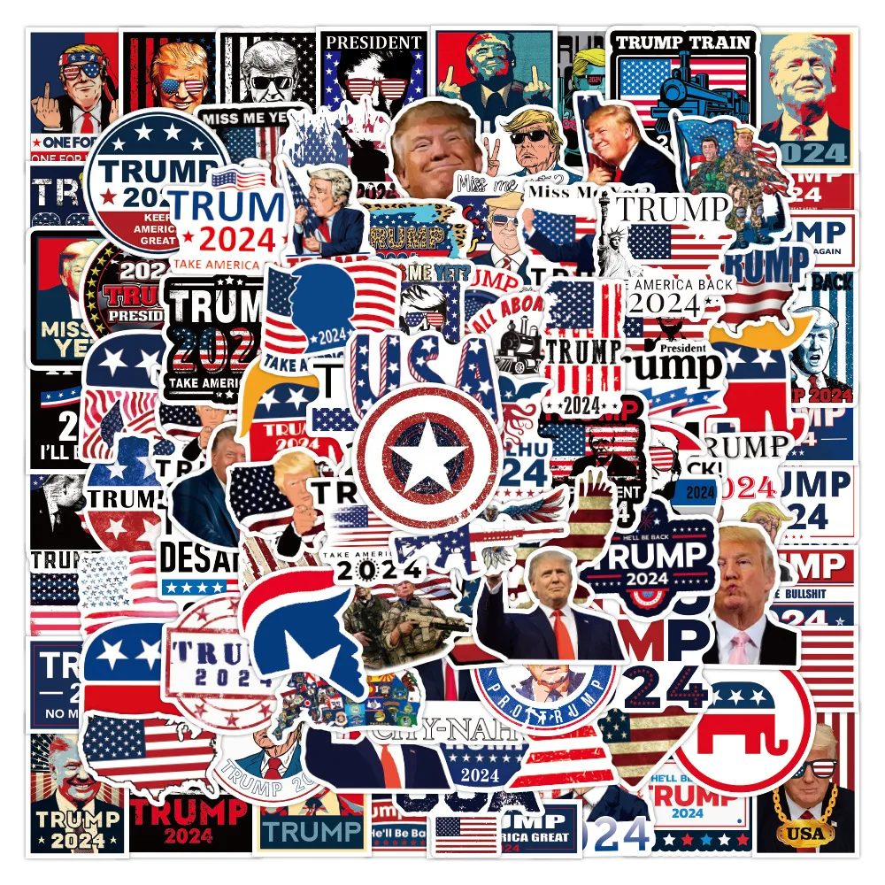 Стикеры водостойкие с изображением Трампа 10/30/50/100 шт. | Игрушки и хобби