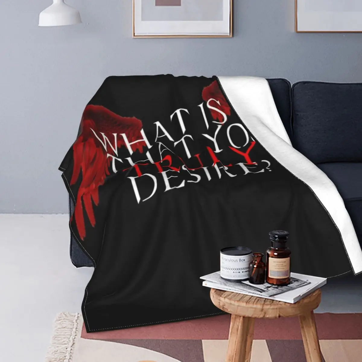 

Lucifer Desire Blanket Red Wings Evil Decorative Fleece Blanket Sofa Super Soft Fashion Bedspread