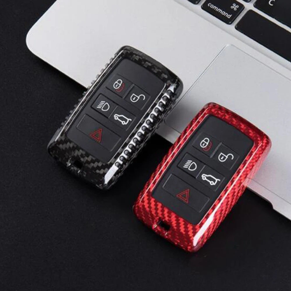 

Real Carbon Fiber Car Key Case Cover Key Shell For Land Rover Range Rover Discovery Freelander 2 2018 Protective