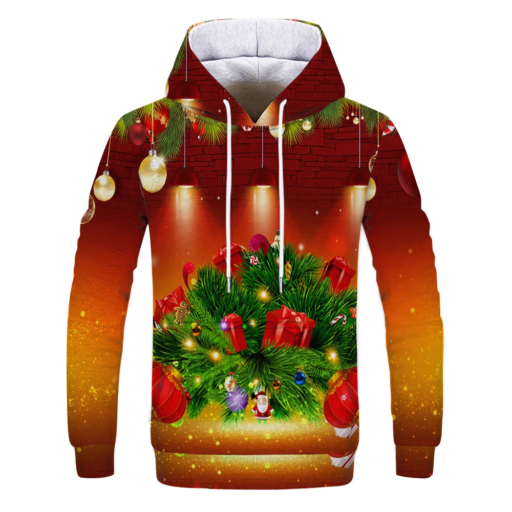 

Moletom com capuz Harajuku Anime rvore de Natal Outono Inverno 3D Moletom Tops Homens e Mulheres Presentes de Natal