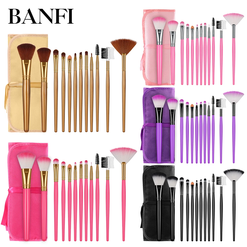 

BANFI 12pcs Makeup Brushes Set Cosmetic Powder Eye Shadow Foundation Blush Blending Beauty Tool Make Up Brush Maquiagem