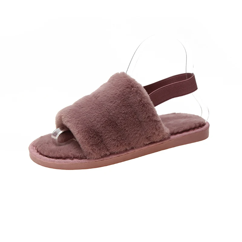 Rose Red Новинка года; зимние домашние тапочки на платформе; домашние тапочки на плоской подошве; плюшевые розовые милые тапочки; теплая нескользящая обувь унисекс - Цвет: Rose Red