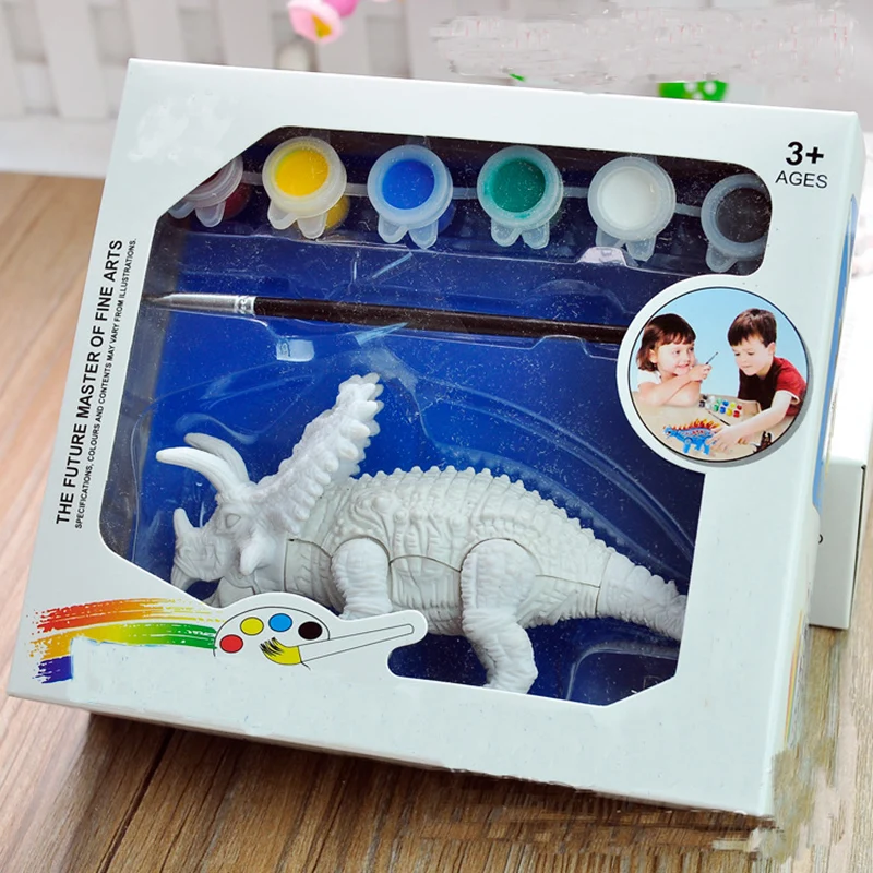 Пластиковая модель динозавра ручная роспись ручки цветной пластырь детская