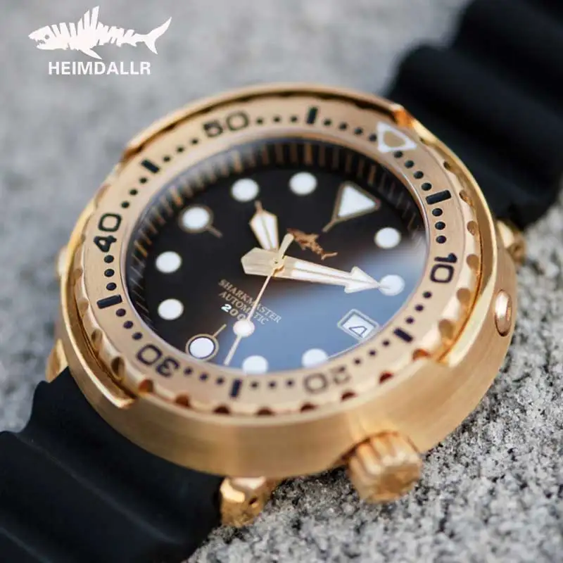 

Heimdallr Mens Bronze Tuna Diver Watch 47mm C3 Luminous Sapphire Glass 200M Waterproof NH35A Automatic Movement Mechanical Watch