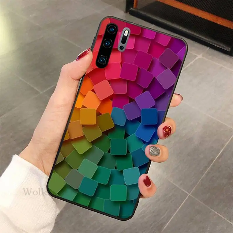 

3D Colorful Block Phone Case for honor 7A 8x 8s 9 10i 20s V30 PLAY lite pro nax fundas cover