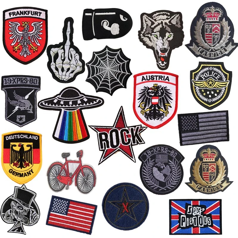 

New Fashion Rock Finger love Bikers Patches Iron on US State Embroidered Appliques for Clothes Hat Badges Jacket Decor