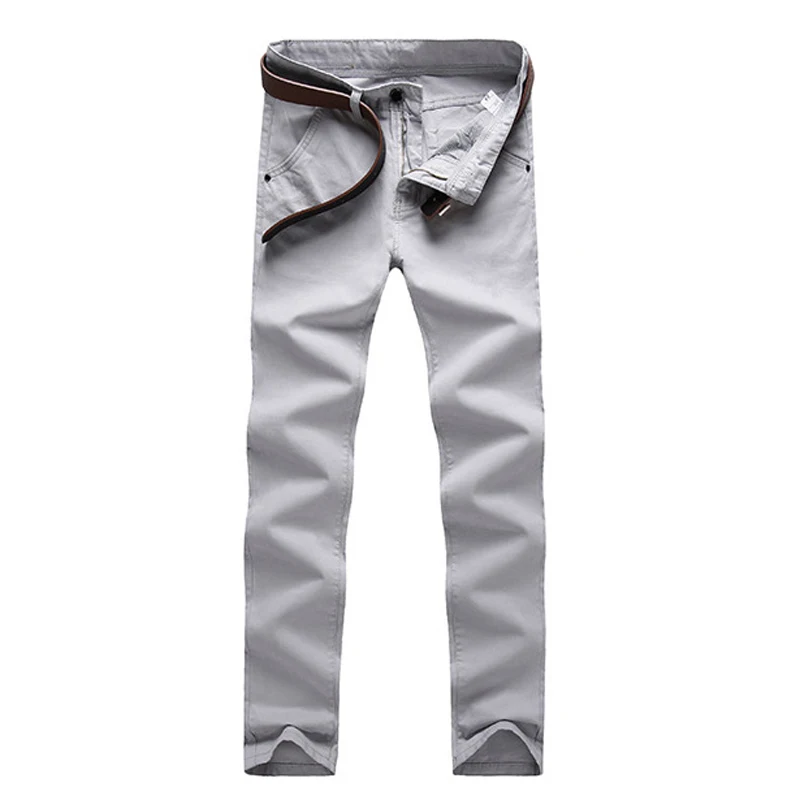 Light Grey Swokii, мужские брюки, модные, весна-лето, одноцветные, 7 цветов, деловые, повседневные, тонкие, прямые, длинные, брюки, мужские брюки - Цвет: Light Grey