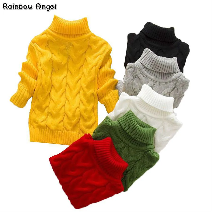 

Boy Girl Twisted Sweater Toddler Girls Bottoming Turtleneck Sweater Pullovers Child Fashion Kids Thick Knitwear Winter Sweaters