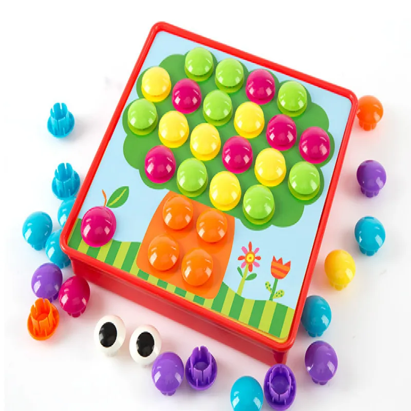 Children's Color Button Assembling Big Mushroom Nail Puzzle Enlightenment Hands-on Creative Toy Gift Diy | Игрушки и хобби