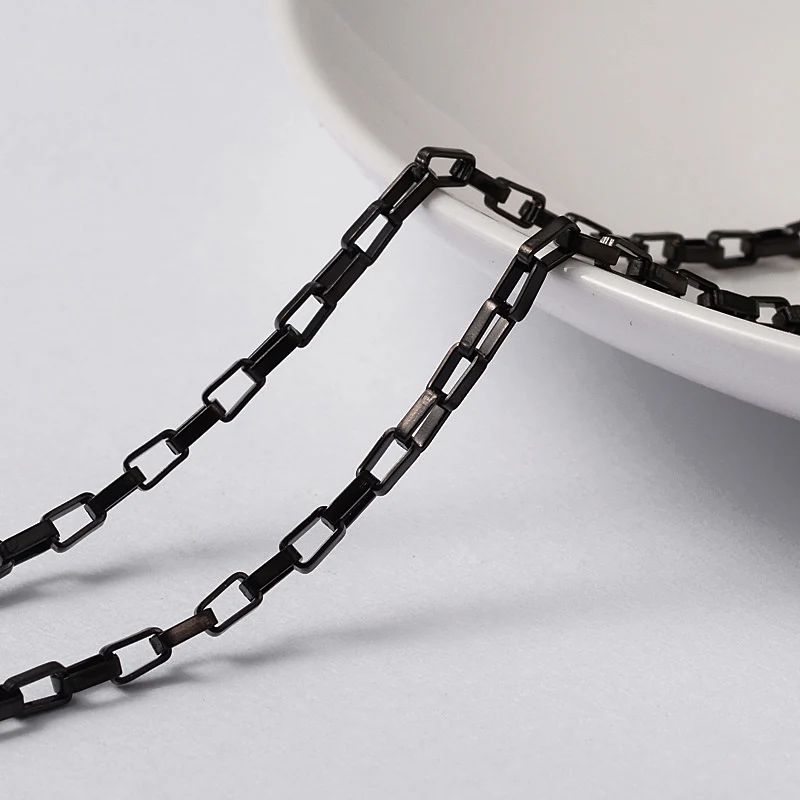 

10m/Roll 304 Stainless Steel Box Chain Gold/Silver/Black Vacuum Plating Rectangle Chain For Necklace Bracelet Jewelry Making