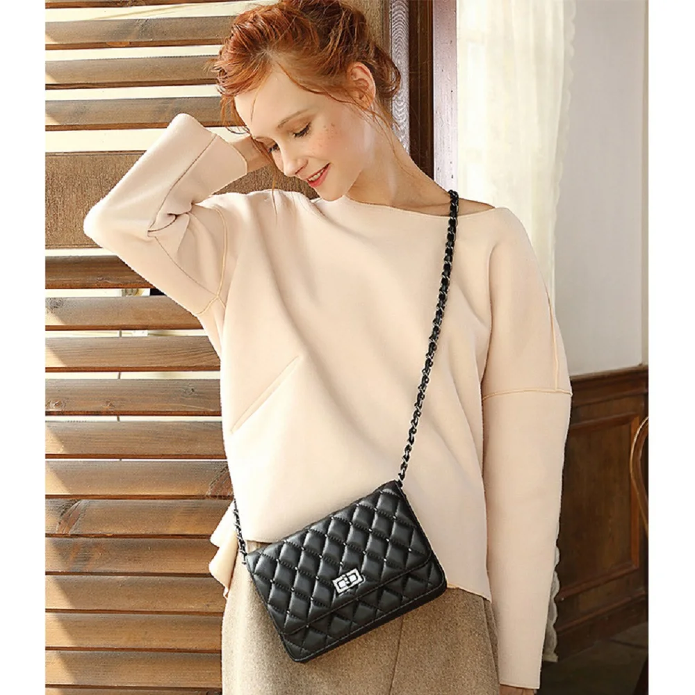 Натуральная кожа Женская Очаровательная овечья модная маленькая квадратная