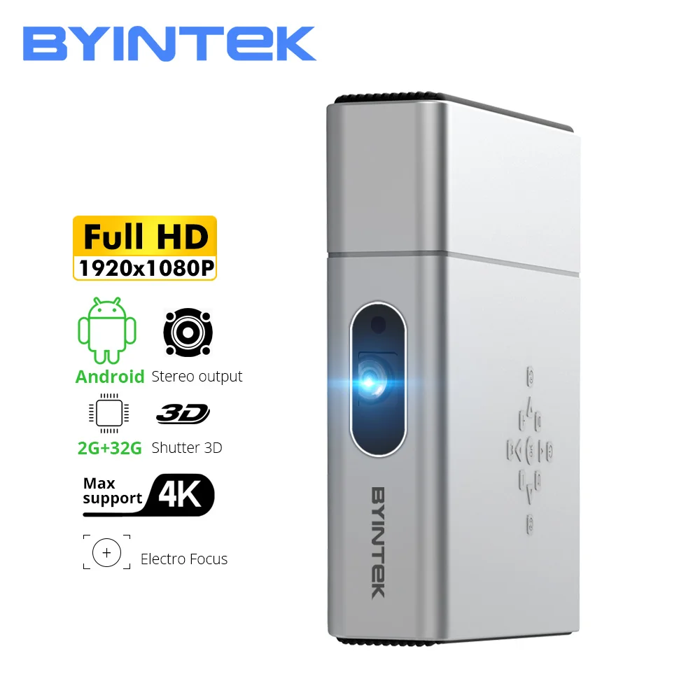 

BYINTEK U50 Full HD 1080P Android Wifi Smart 2K 3D 4K TV Portable lAsEr Home Mini LED DLP Projector Proyector for Mobile Phone