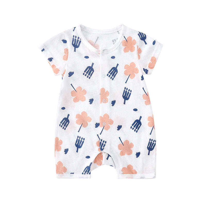 Детский хлопковый комбинезон для новорожденных с цветным принтом|Ромперы| |