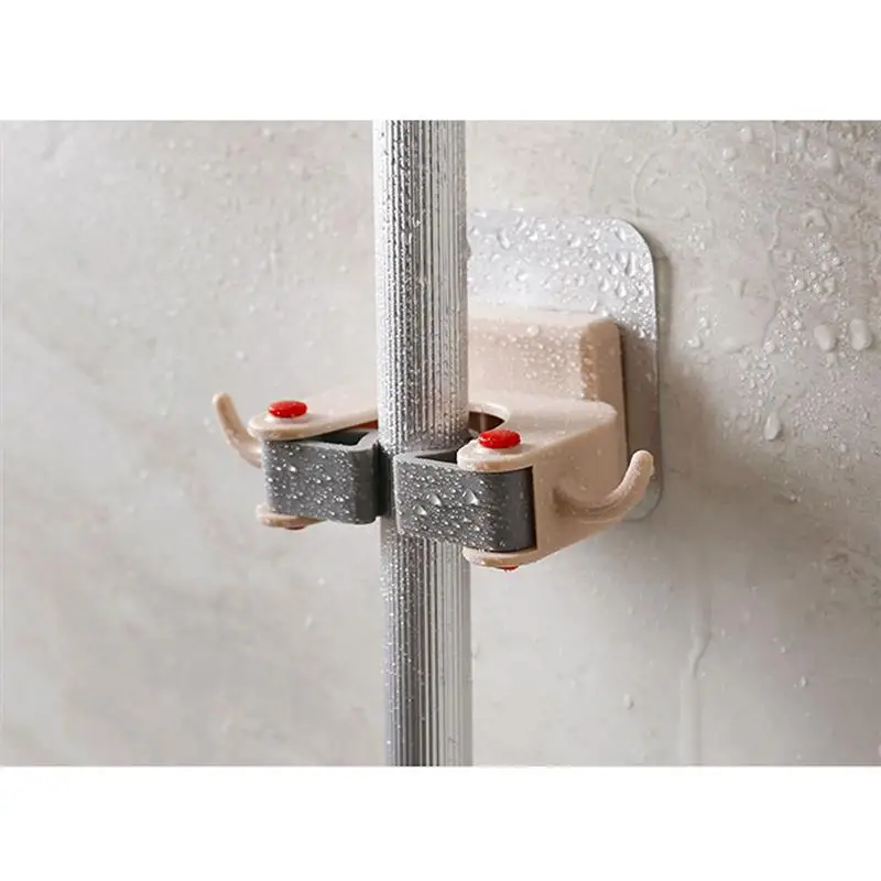 

OUNONA Mop Holder Wall Mounted Punch Free Broom Hanger Clip Seamless Mop Hook Home Kitchen Bathroom Organizer