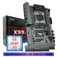 jginyue x99 d4 motherboard combo kit set with xeon e5 2660 v3 lag 2011 3 cpu 2pcs 16g 32gb ddr4 ecc ram memory four channel