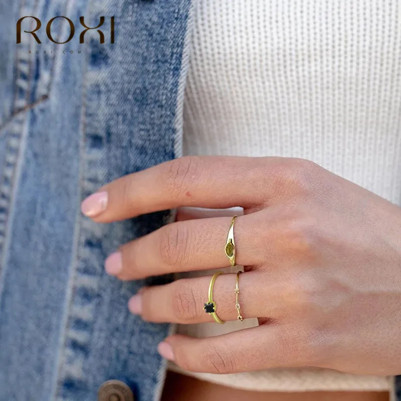 Женское кольцо из серебра 925 пробы с черным кристаллом | Украшения и аксессуары