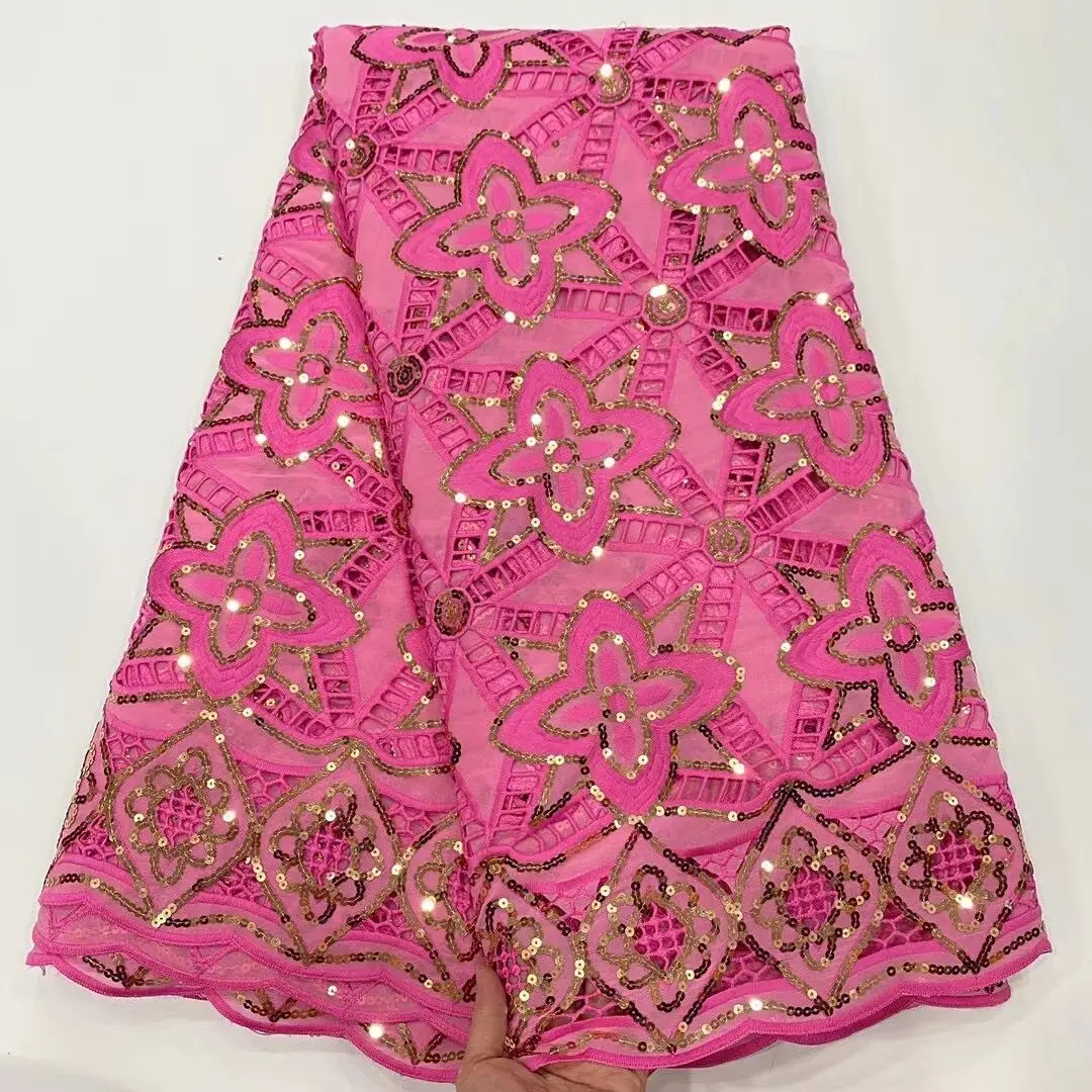 

African Sequins Lace Fabric New Arrival Nigerian Tulle Mesh Lace Fabric For Wedding Sequins Lace Fabrics with
