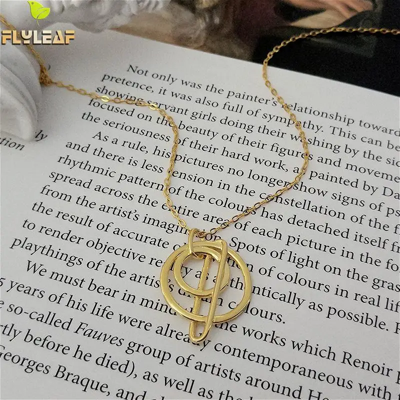 18 К золото 100% Серебро 925 пробы ожерелье для женщин Flyleaf геометрические круглые