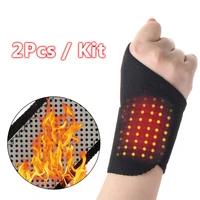 1pair self heating black tourmaline wrist brace arthritis pain relief magnetic therapy braces belt sports protection accessories