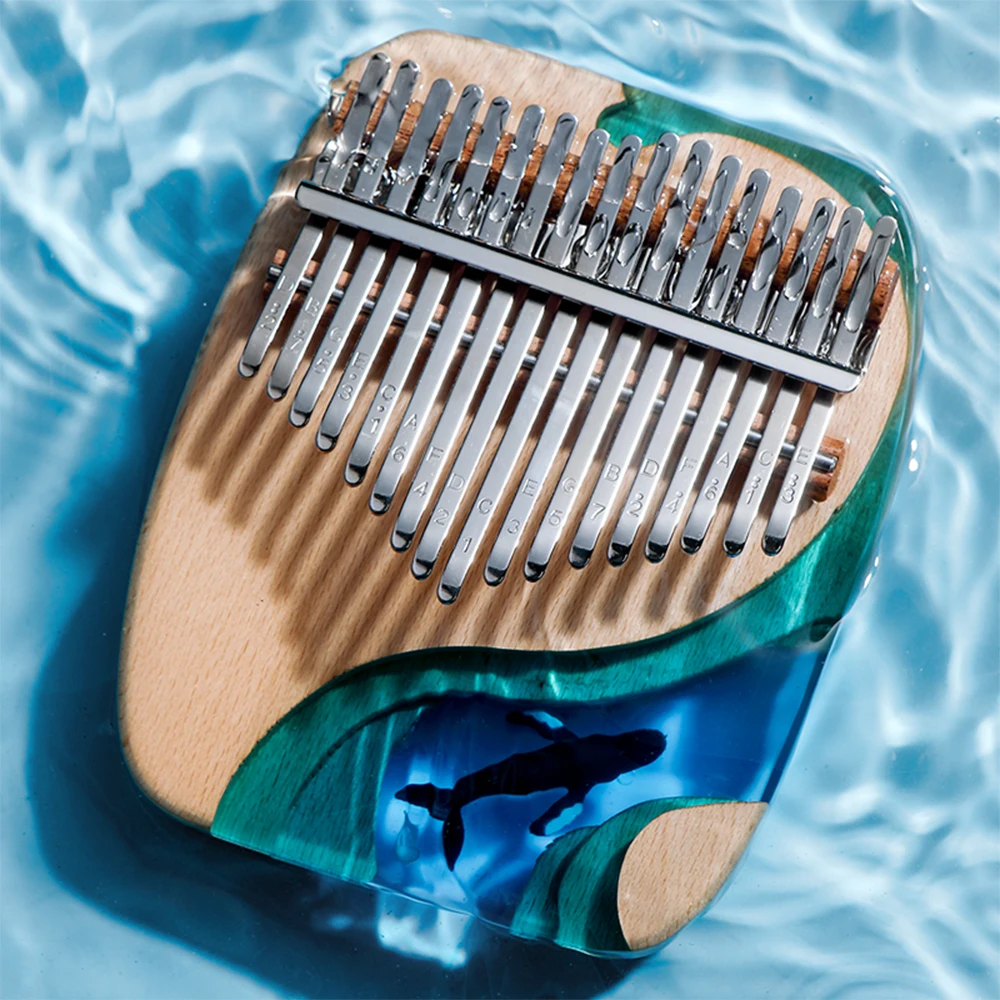Высококачественное пианино hlру Kalimba из массива дерева с полимерным морским синим
