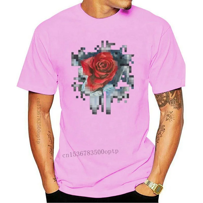 

Новое поступление, мужские дизайнерские брендовые футболки из чистого хлопка с акварельными блестками и розами, футболки с 3D принтом, высок...