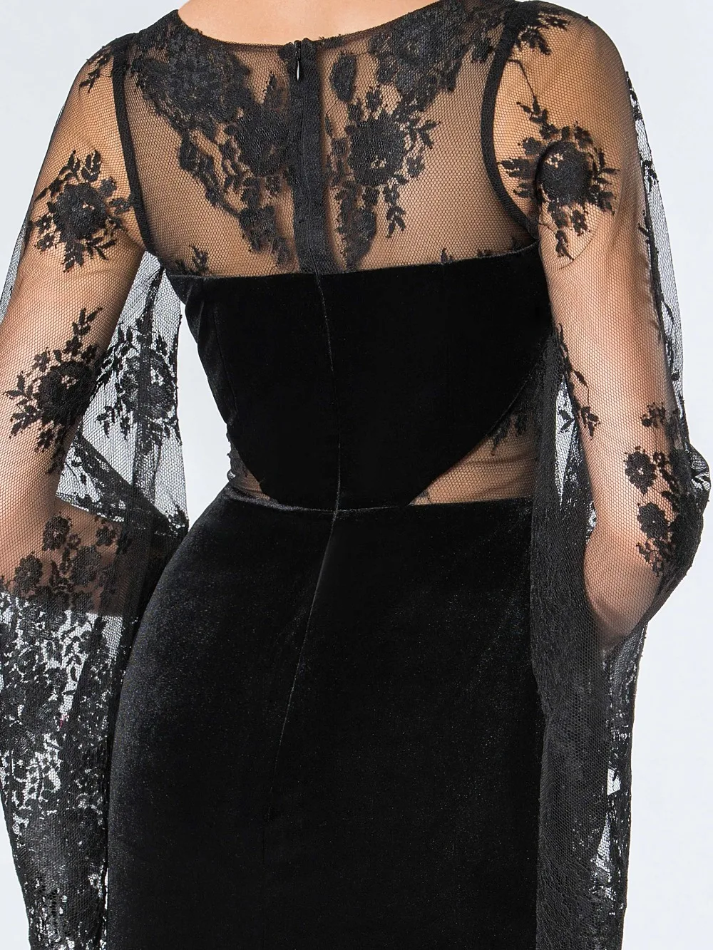

Vintage Lace Muslim Evening Sheath O-neck Long Sleeves Formal party black sexy long mother of the bride dress
