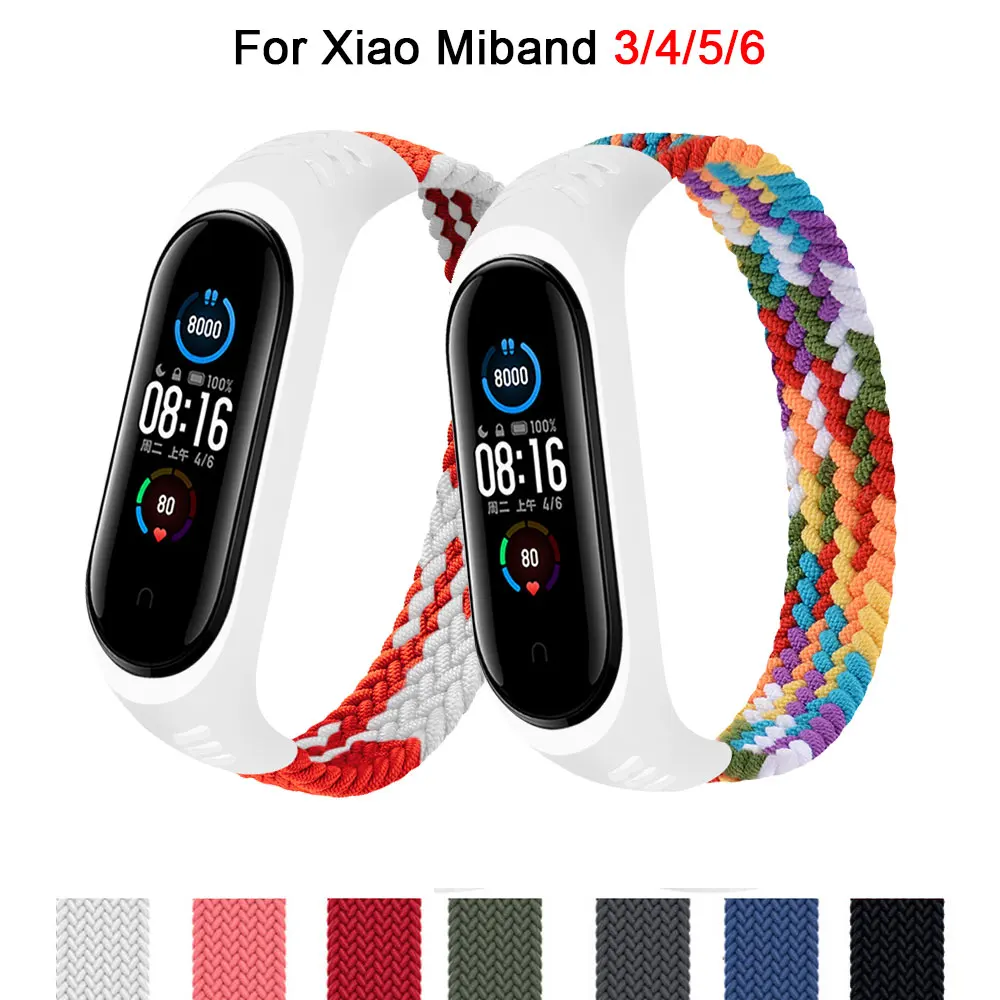 

Нейлоновый браслет для Xiaomi Mi band 5 6, ремешок, плетеный соло-браслет, браслет для Miband4 Miband5, браслет для Mi band 4 3