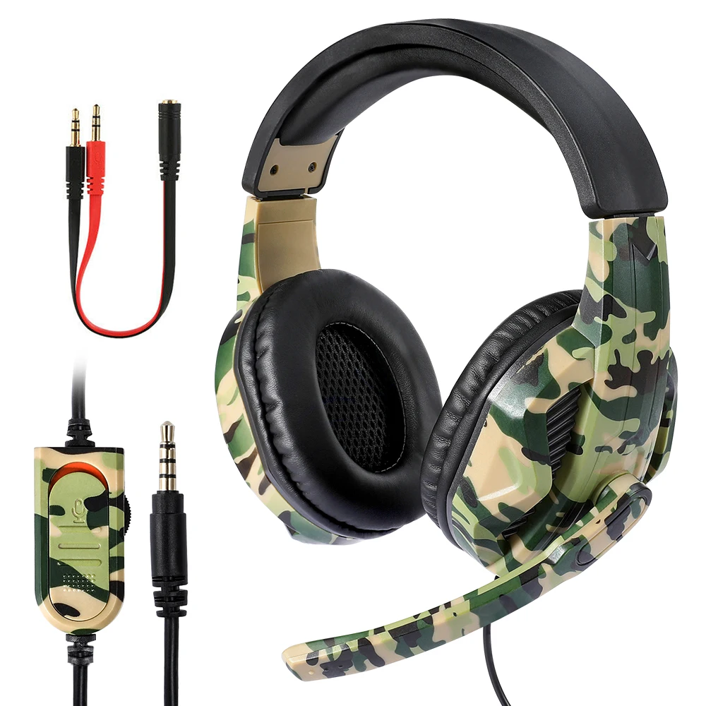 Игровые наушники 3 5 мм камуфляжные HD стерео бесшумные профессиональные игровые с