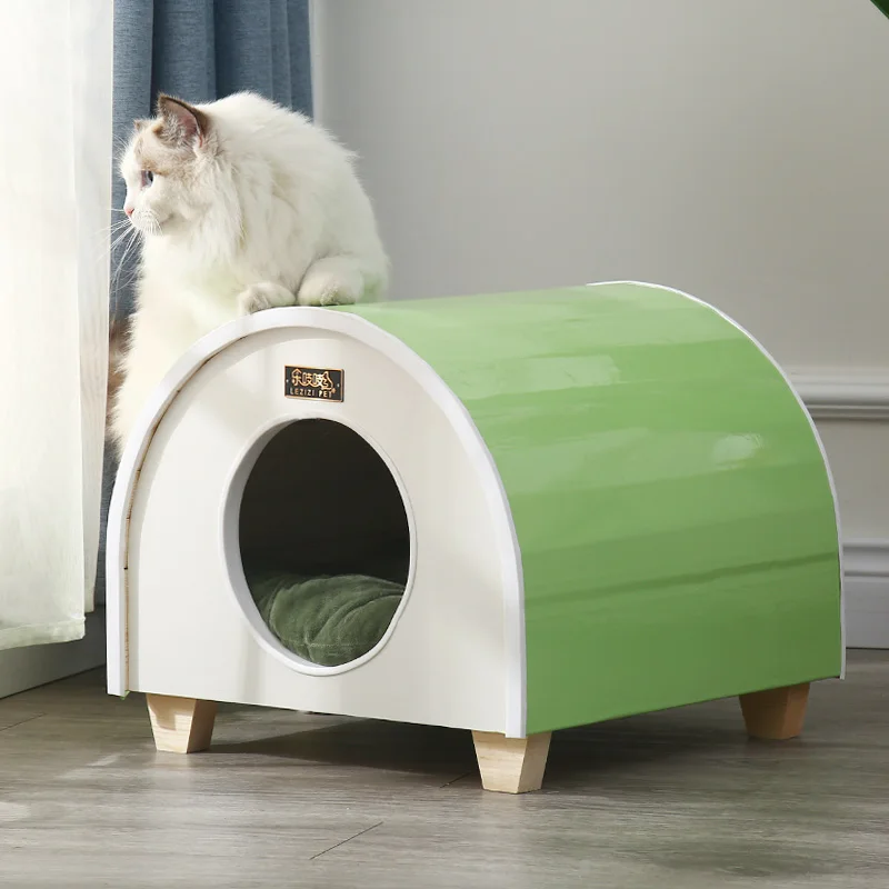 

Pets Bingo Wooden Cat Bed Waterproof Scratch Resistant Kitten House Cave Breathable Eco-friendly Cats Nest Sofa for 9kg Pet