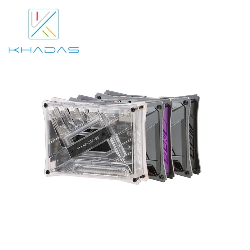 Чехол «сделай сам» Khadas для серии vima SBC (красный/фиолетовый/прозрачный с металлической пластиной)