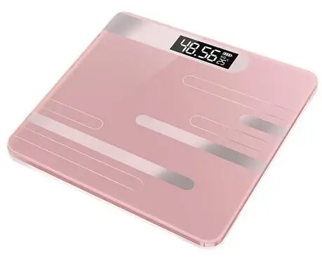 battery Pink Умные Электронные весы, новинка, цифровые весы для ванной комнаты, напольные весы для тела, стеклянные, зарядка через usb, ЖК-дисплей, весы для дома - Цвет: battery Pink