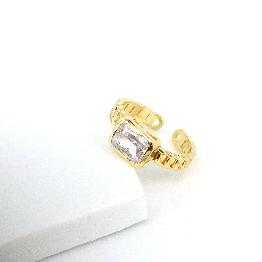 

10PCS, Gold Women's Rings Crystal Zircons Copper Engagement Wedding Ring Simple Adjustable Rings Jewelry For Woman