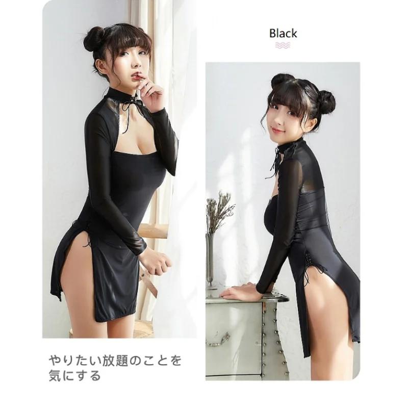 Эротическое Прозрачное платье со шнуровкой с разрезом и открытой грудью