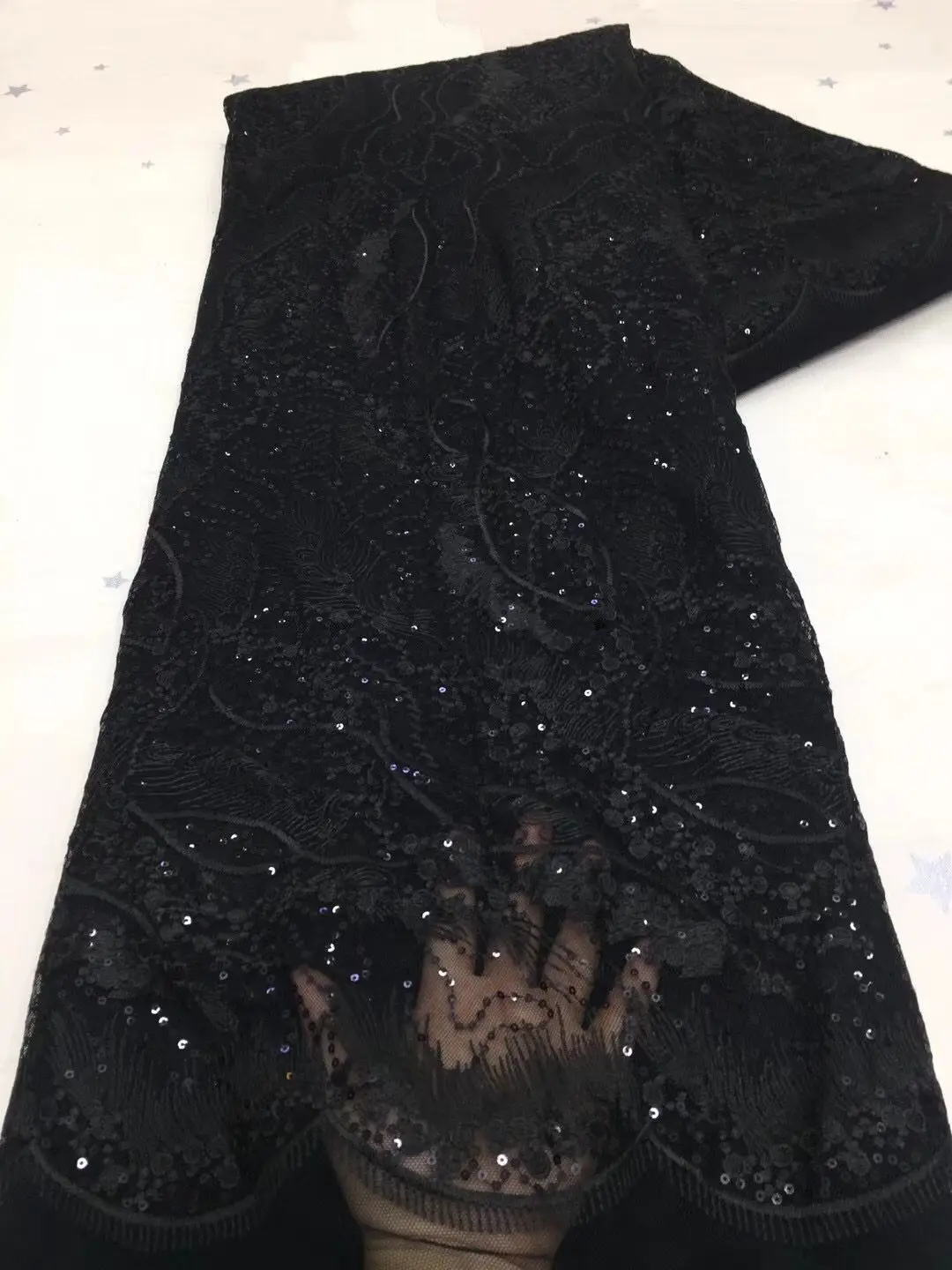 

Hot Sale Sequin Lace Fabrics African Lace Fabric High Quality Nigeria French Tulle Mesh Lace Fabric for Bridal Material