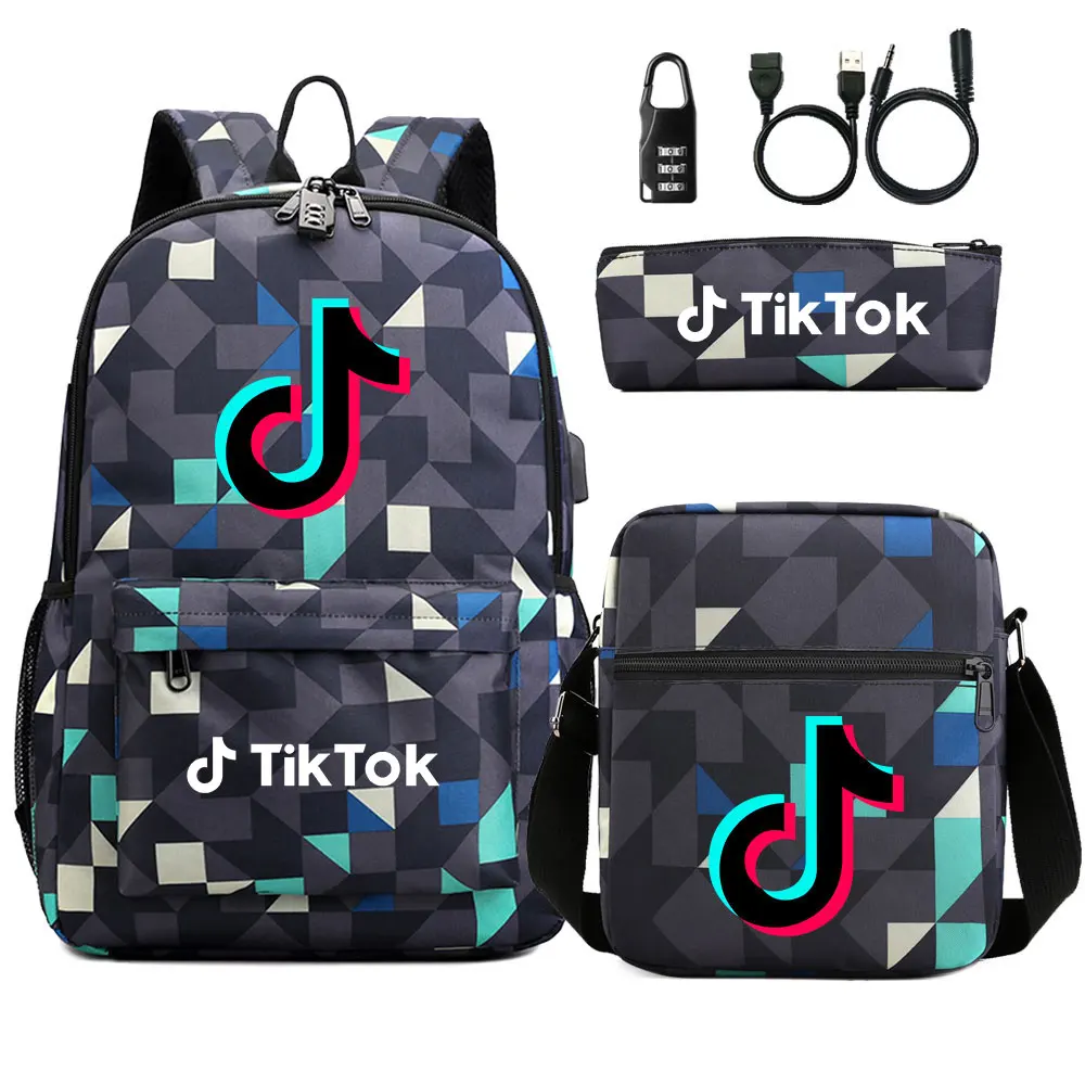 TIK TOK USB Мужской Рюкзаки школьные рюкзаки для девочек и мальчиков на одно плечо