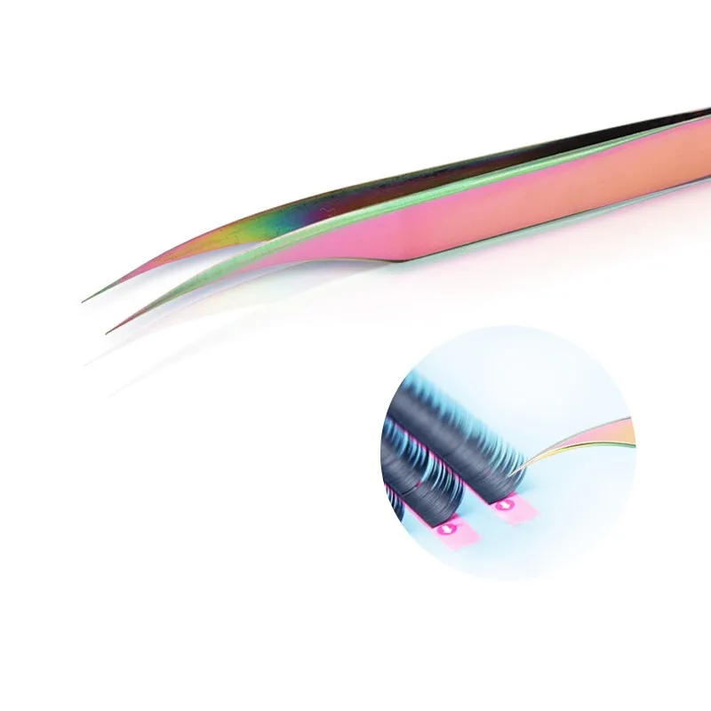 Модные хамелеоны прямые изогнутые ресницы Пинцет из нержавеющей стали Радуга