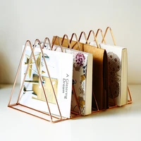 modern simple iron triangle newspaper magazine shelf study office desktop creative book storage shelf furnishings