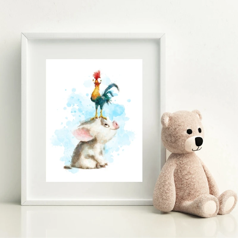 Новогодние плакаты с акварелью принты Картина на холсте Женская декорация для