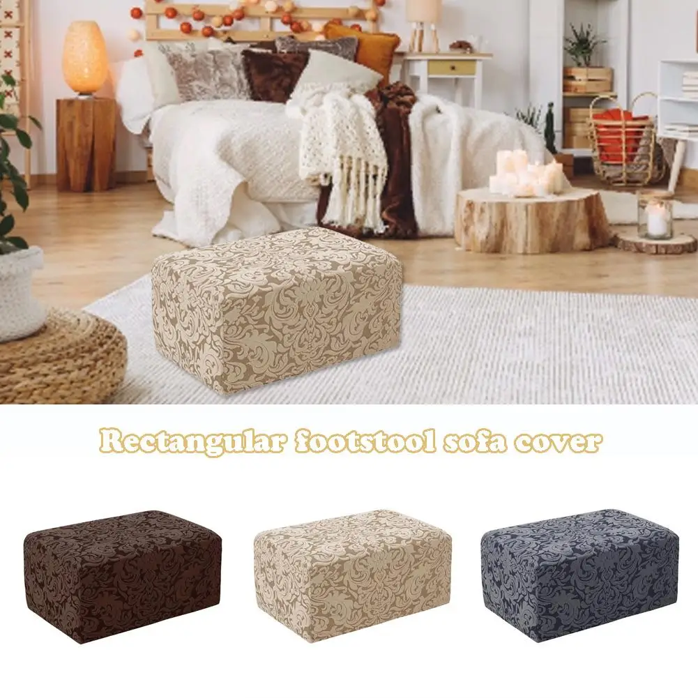 

High-quality Fabric Jacquard Ottoman Cover Bench Stool Cover excellent elasticity Protector Slipcover for Single Fabric Sofa Set