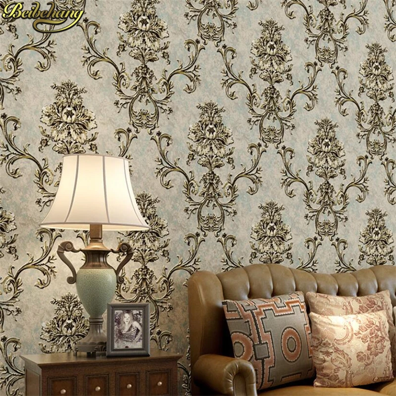 beibehang papel de parede 3d wallpaper for walls Europe Glitter Vintage Damask Wallpaper roll Covering non-woven wall papers |