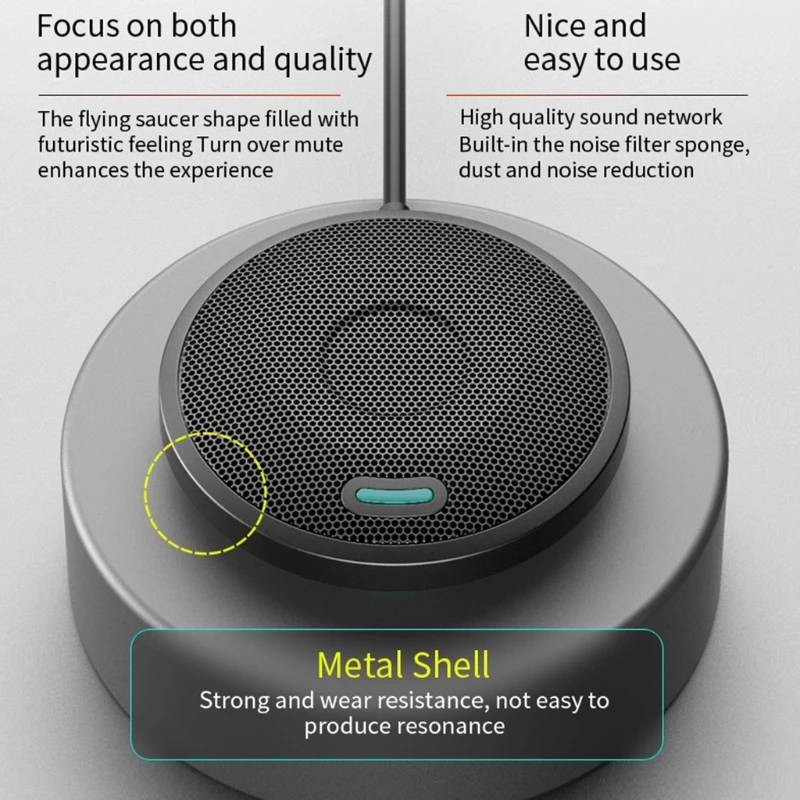 

AUX 3.5MM Type-C USB Conference Microphone Omnidirectional PC Computer Condenser Mic for Meeting/Class Plug & Play