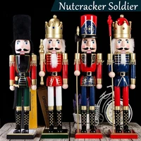 60cm wooden nutcracker christmas ornaments wood nutcracker doll puppet for christmas home decoration gifts wood figurines