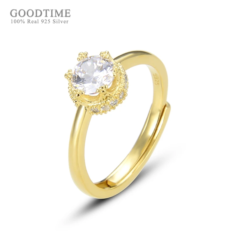 

Fashion Women Rings Pure 925 Sterling Silver Ring Jewelry Accessories Gold Coloren Zircon Ring For Party Bridal Wedding