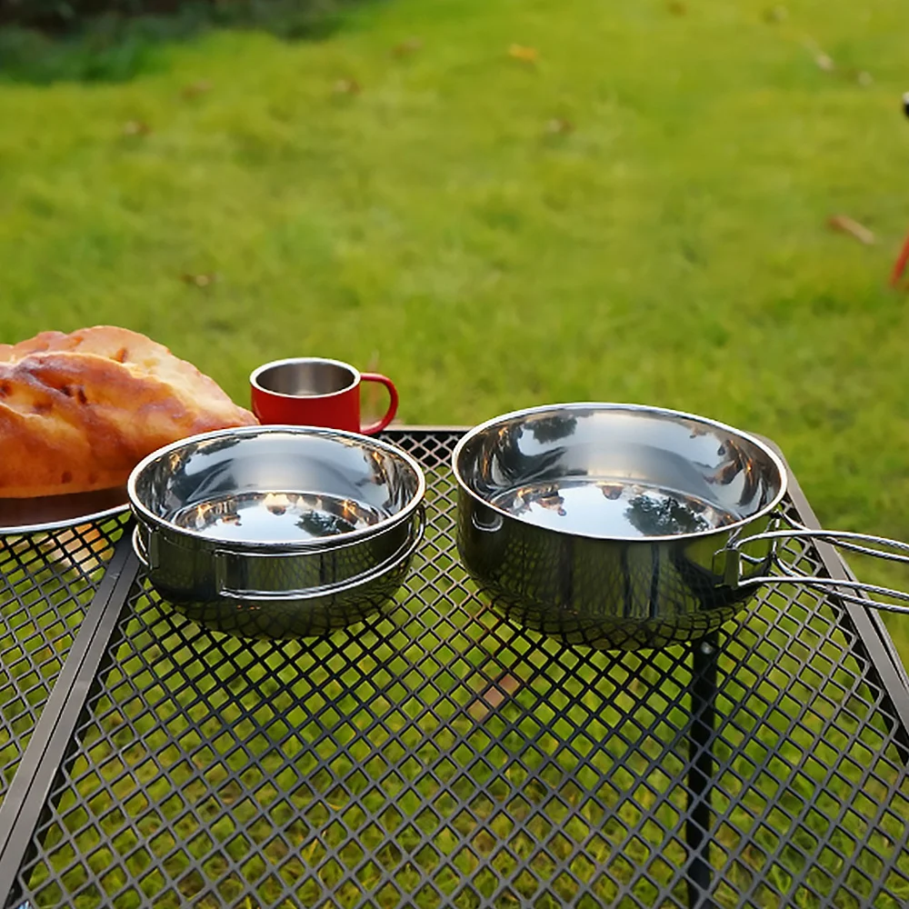 4 шт. портативная миска для еды мини из нержавеющей стали барбекю кемпинга