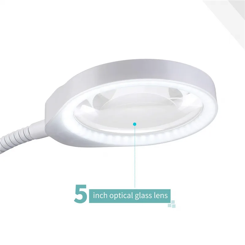 Настольная лупа 10x127 мм светодиодный большим зажимом со светодиодной подсветкой