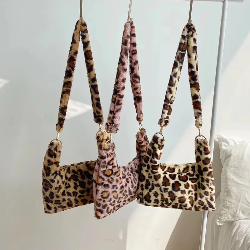 Женская леопардовая сумка повседневная Наплечная Сумка из искусственного меха с