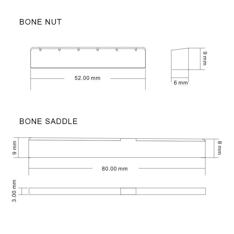 Крупный рогатый скот Кость Гайка и нижний порожек для классической гитары 6