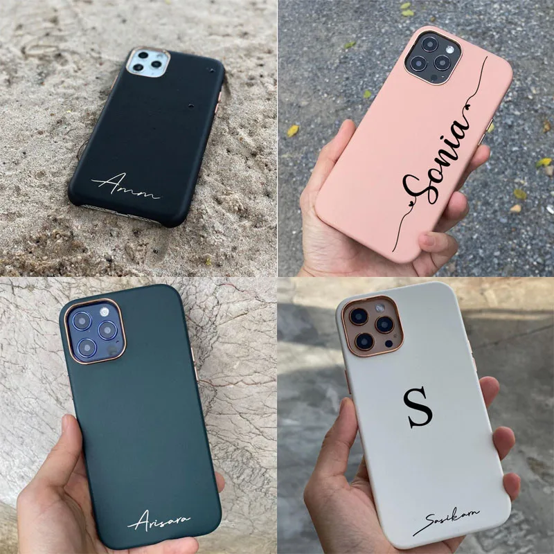 Роскошный Жесткий чехол из искусственной кожи с именем на заказ для iphone 12 Pro Max SE