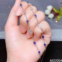 kjjeaxcmy fine jewelry 925 sterling silver inlaid gemstone sapphire women hand bracelet trendy support detection